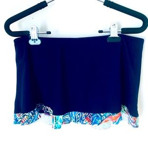 Profile by Gottex navy and multi color ruffle bathing suit bottom. Size 8